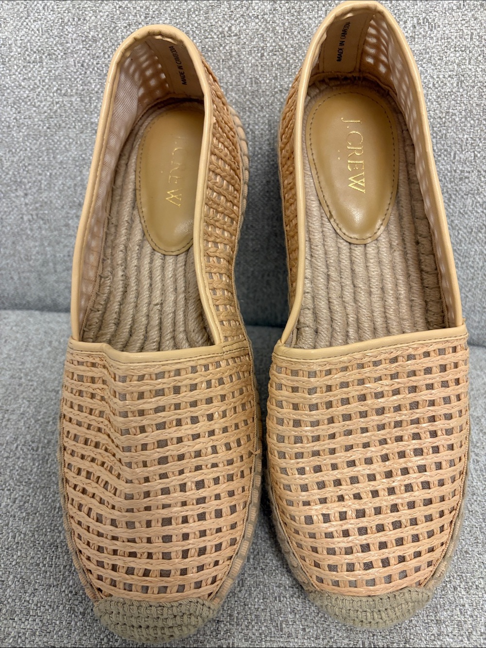 J. Crew Tan Woven Slip-On Espadrille Flats